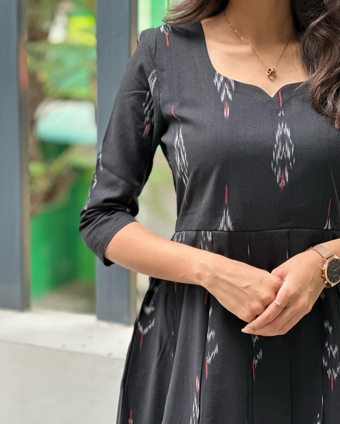 Hirva new rayon slub box pleted maxi dress for women