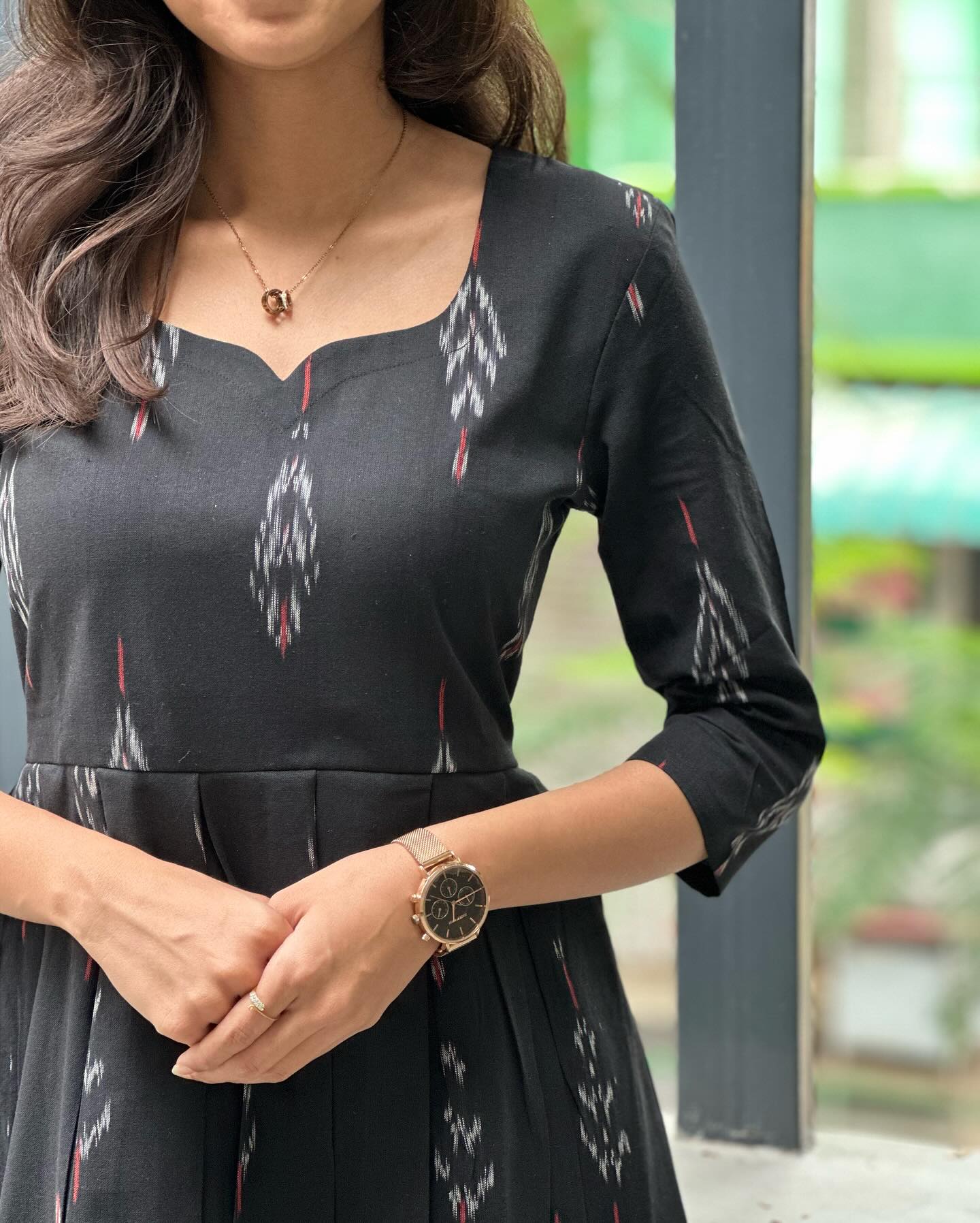 Hirva new rayon slub box pleted maxi dress for women