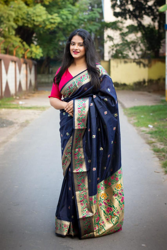 soft banarasi ghicha silk paithani silk saree for women