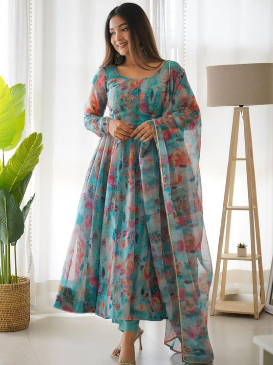 tabby organza silk Anarkali gown for women