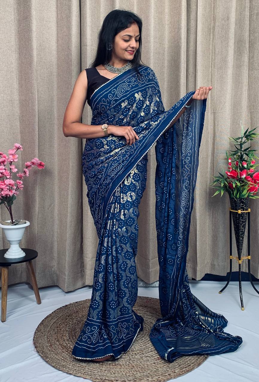 haritag Bandhani saree for women