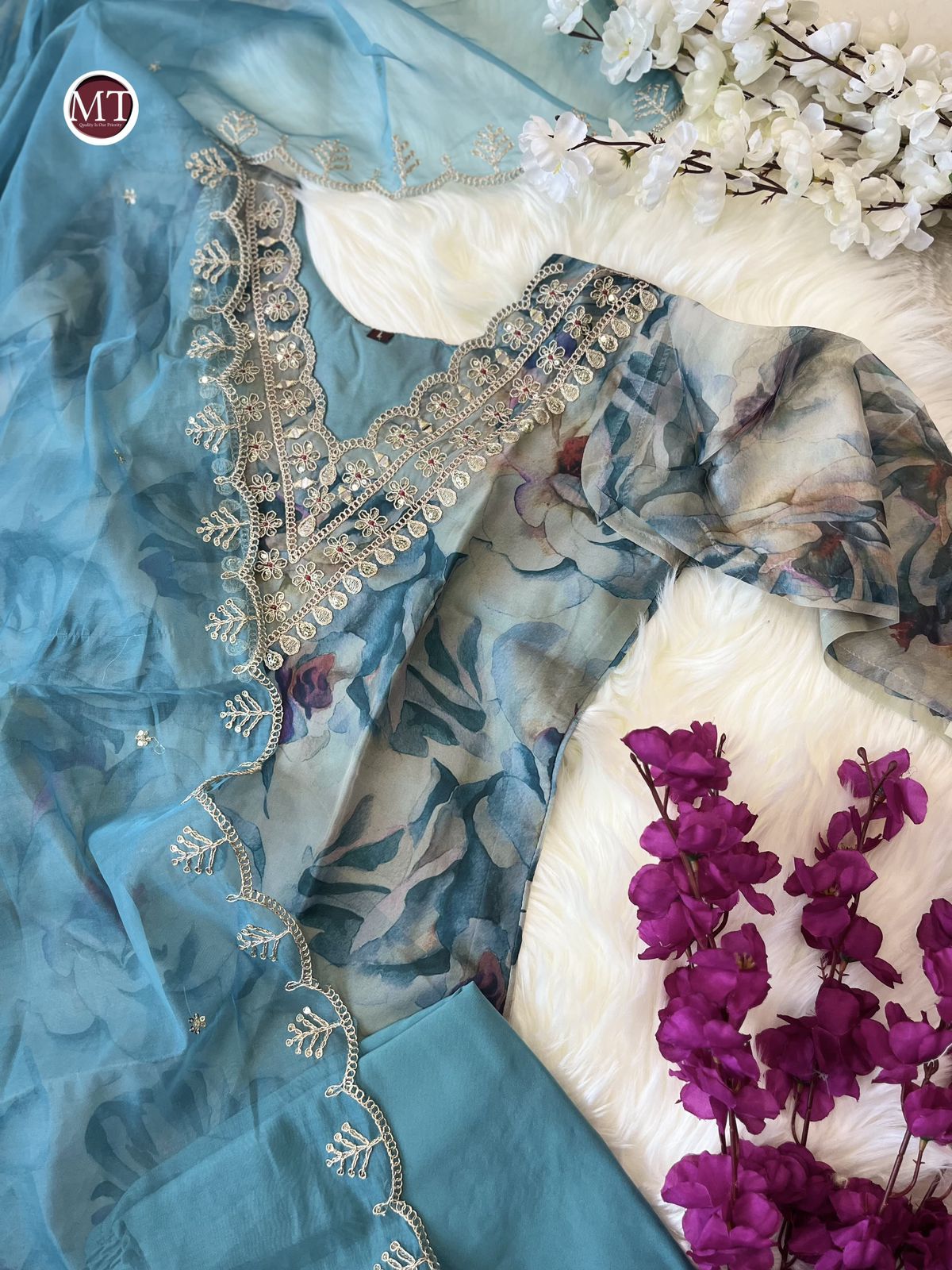 Heavy Orgenza with embroidery suit set for women