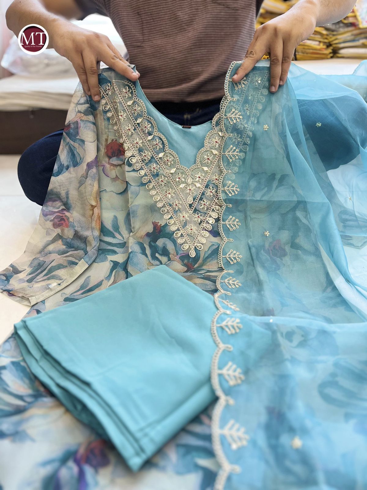 Heavy Orgenza with embroidery suit set for women