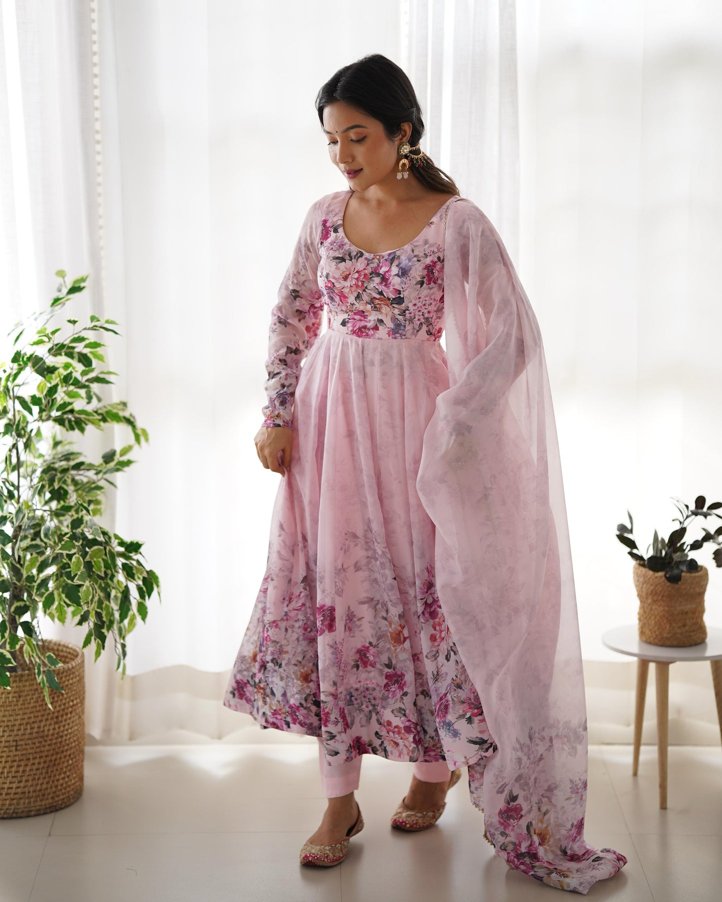 presents heavy pure soft organja silk print gown
