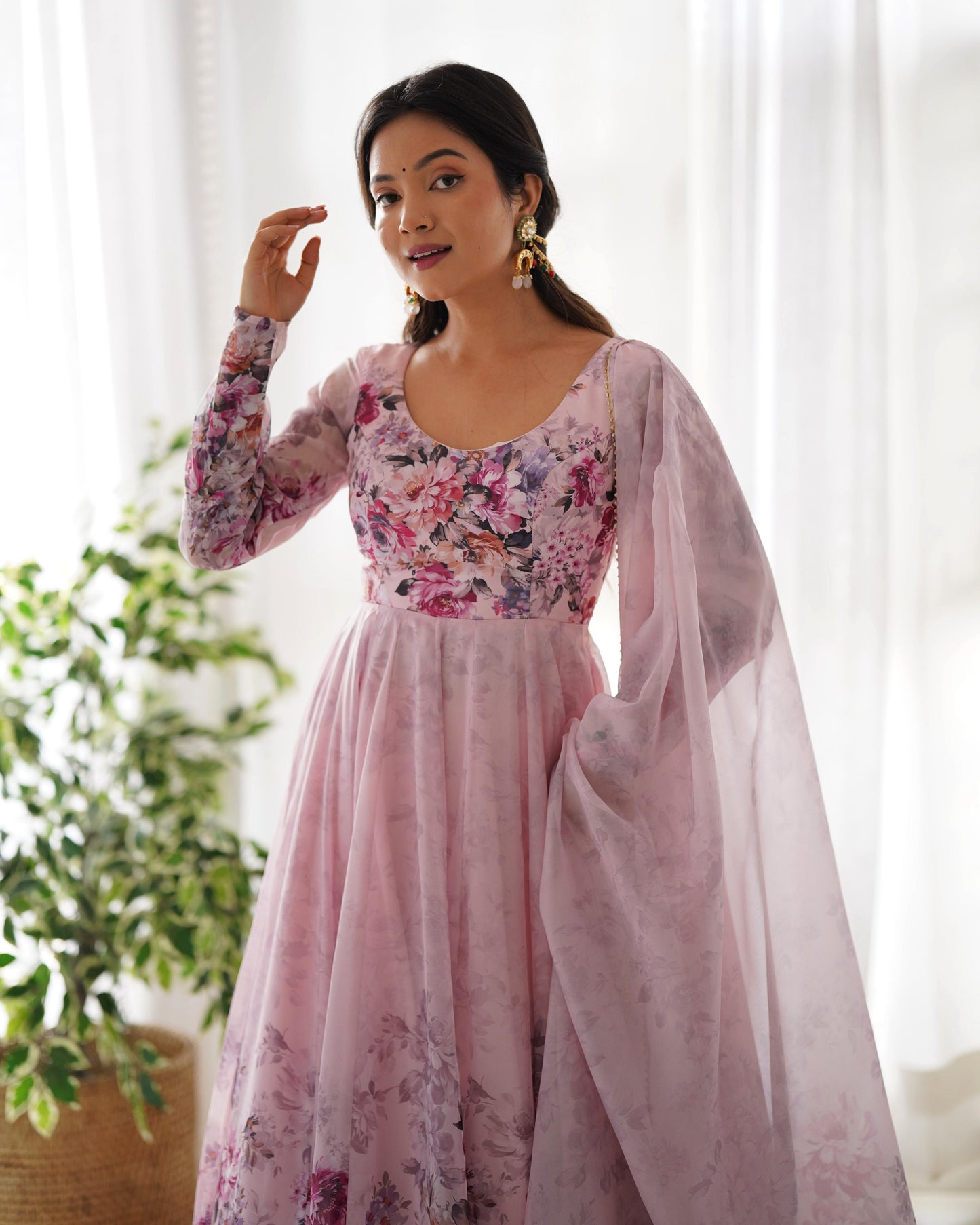 presents heavy pure soft organja silk print gown