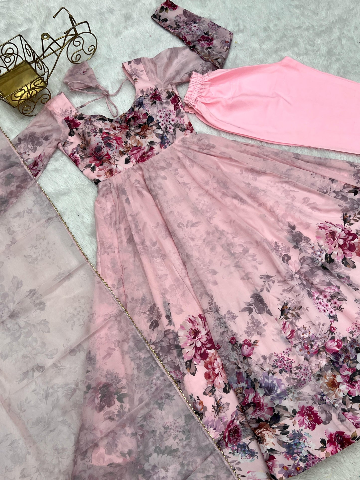 presents heavy pure soft organja silk print gown