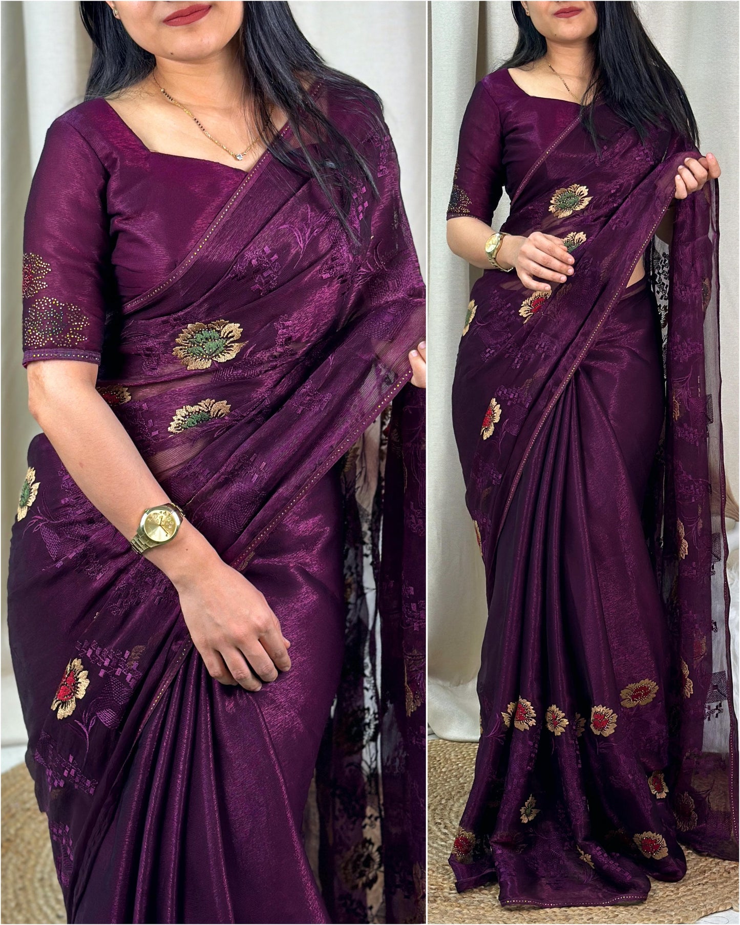 presents zareen Sitara chiffon saree