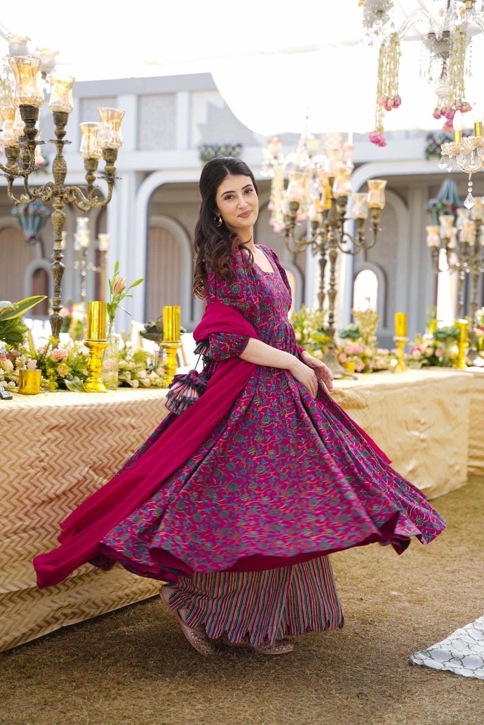 presents Hevay Cotton Duppata With Lace Gown