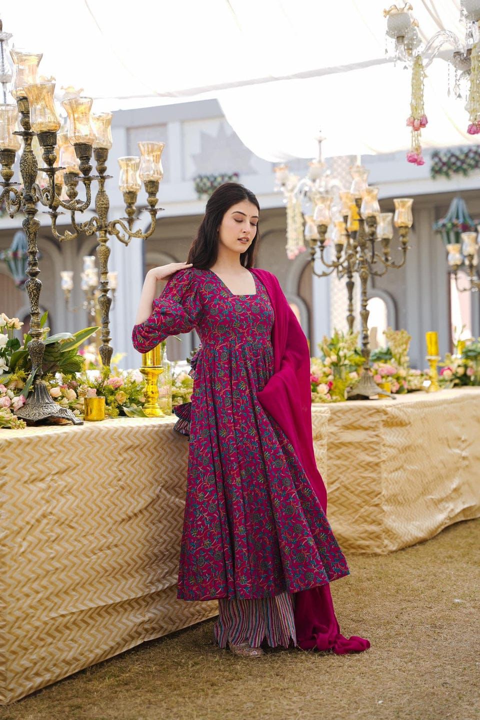 presents Hevay Cotton Duppata With Lace Gown