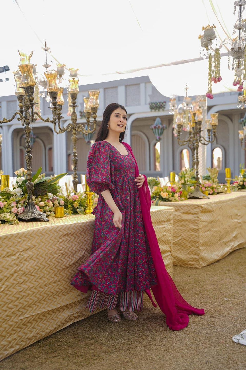presents Hevay Cotton Duppata With Lace Gown
