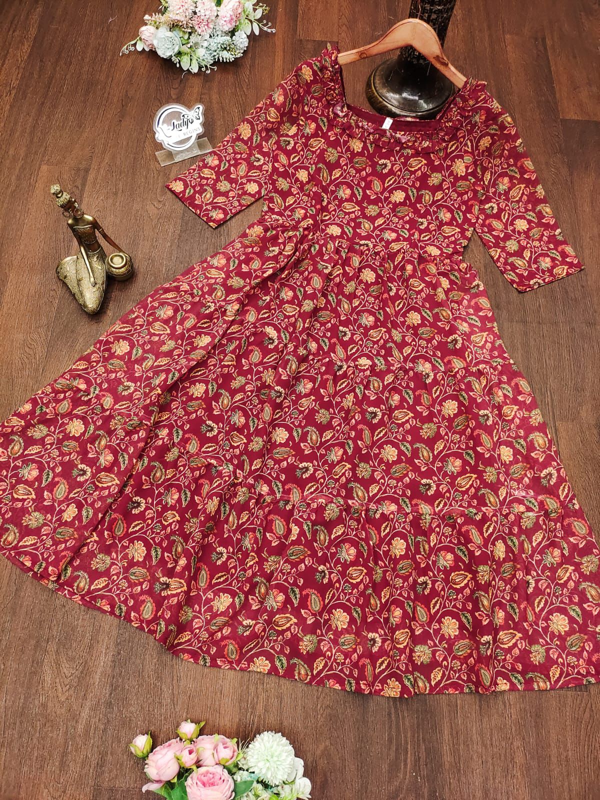 X-Lady launching marun ❤️kalamkari short dress