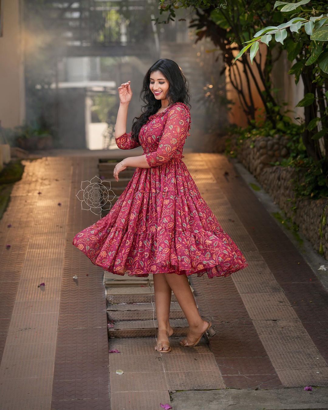 X-Lady launching marun ❤️kalamkari short dress