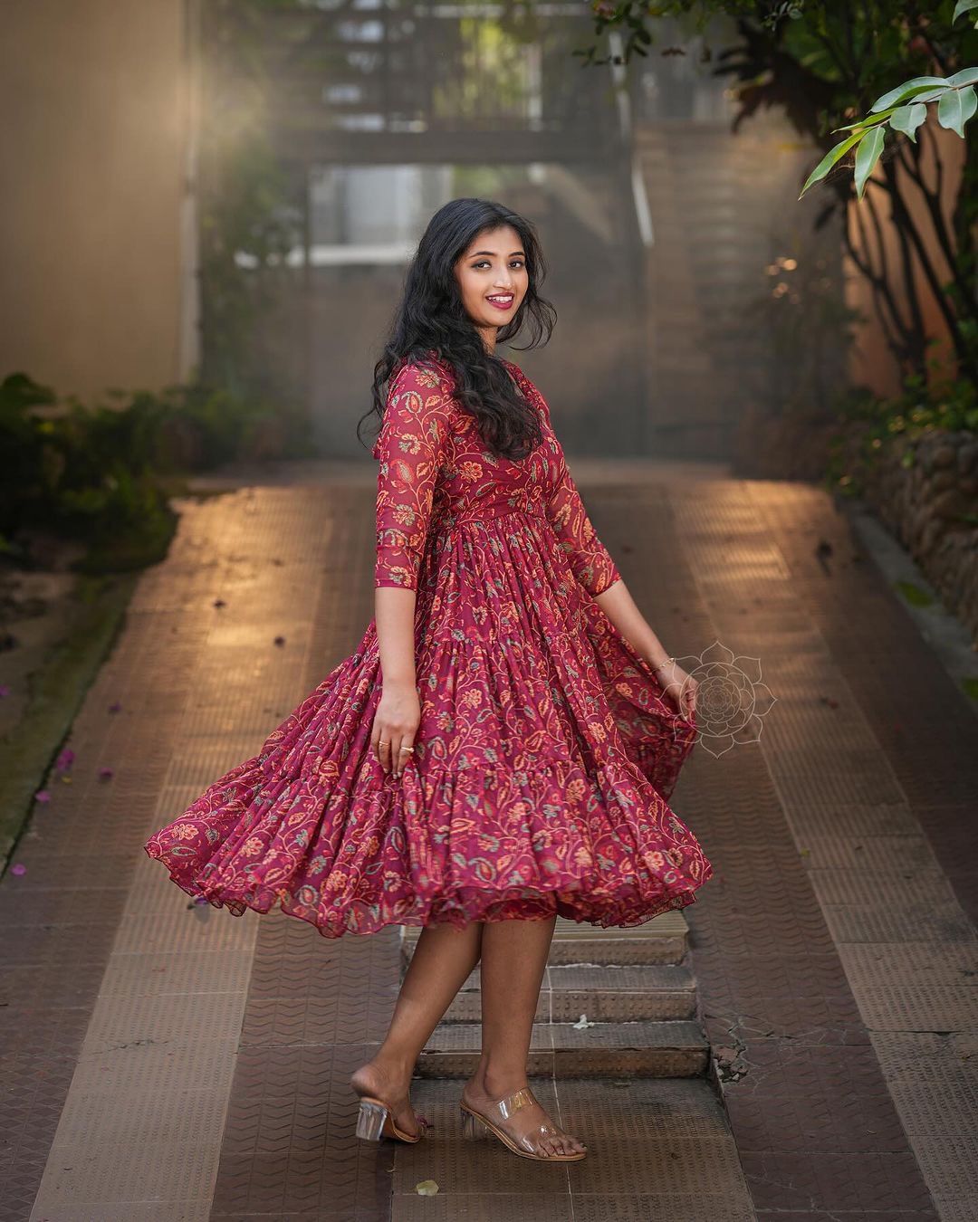 X-Lady launching marun ❤️kalamkari short dress