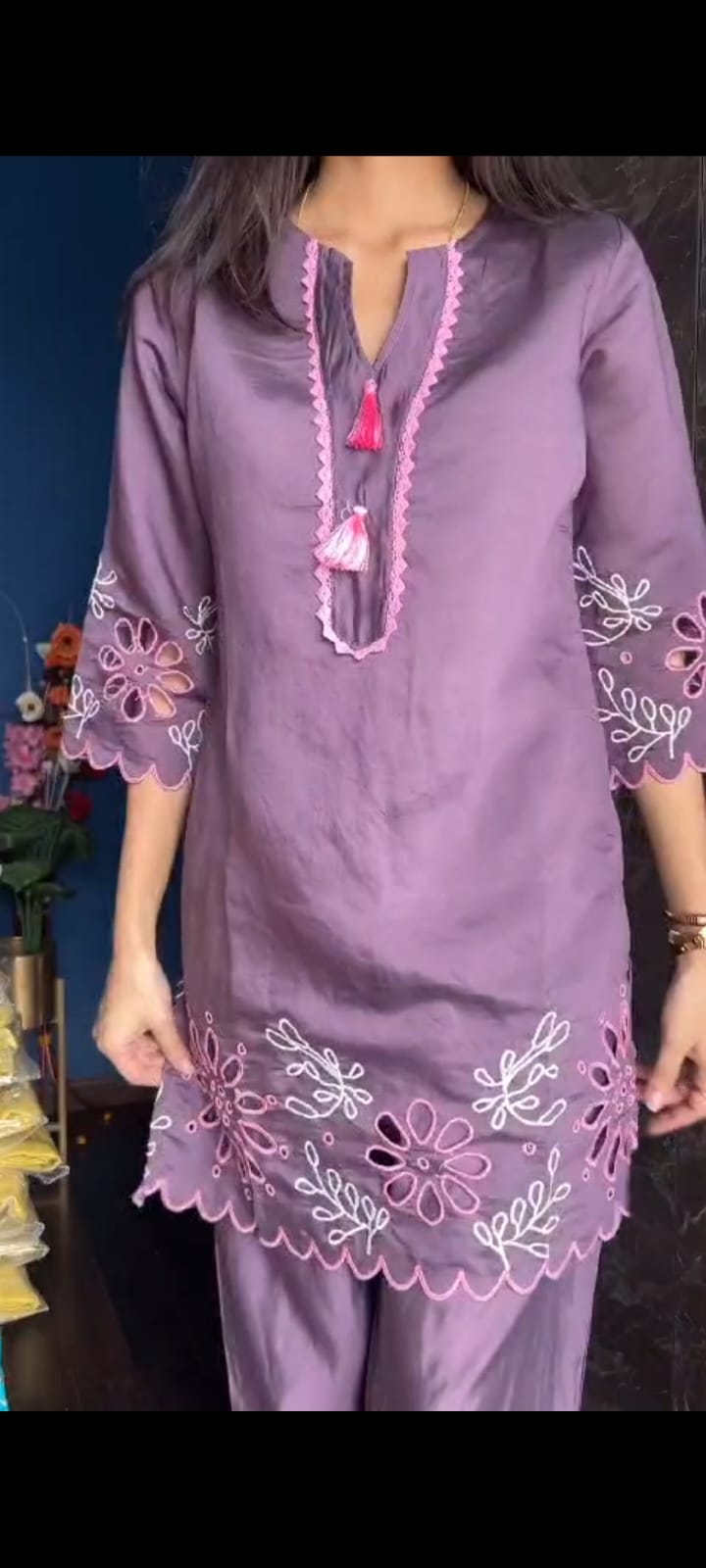 presents perrot embrodairy cutwork cordset for women