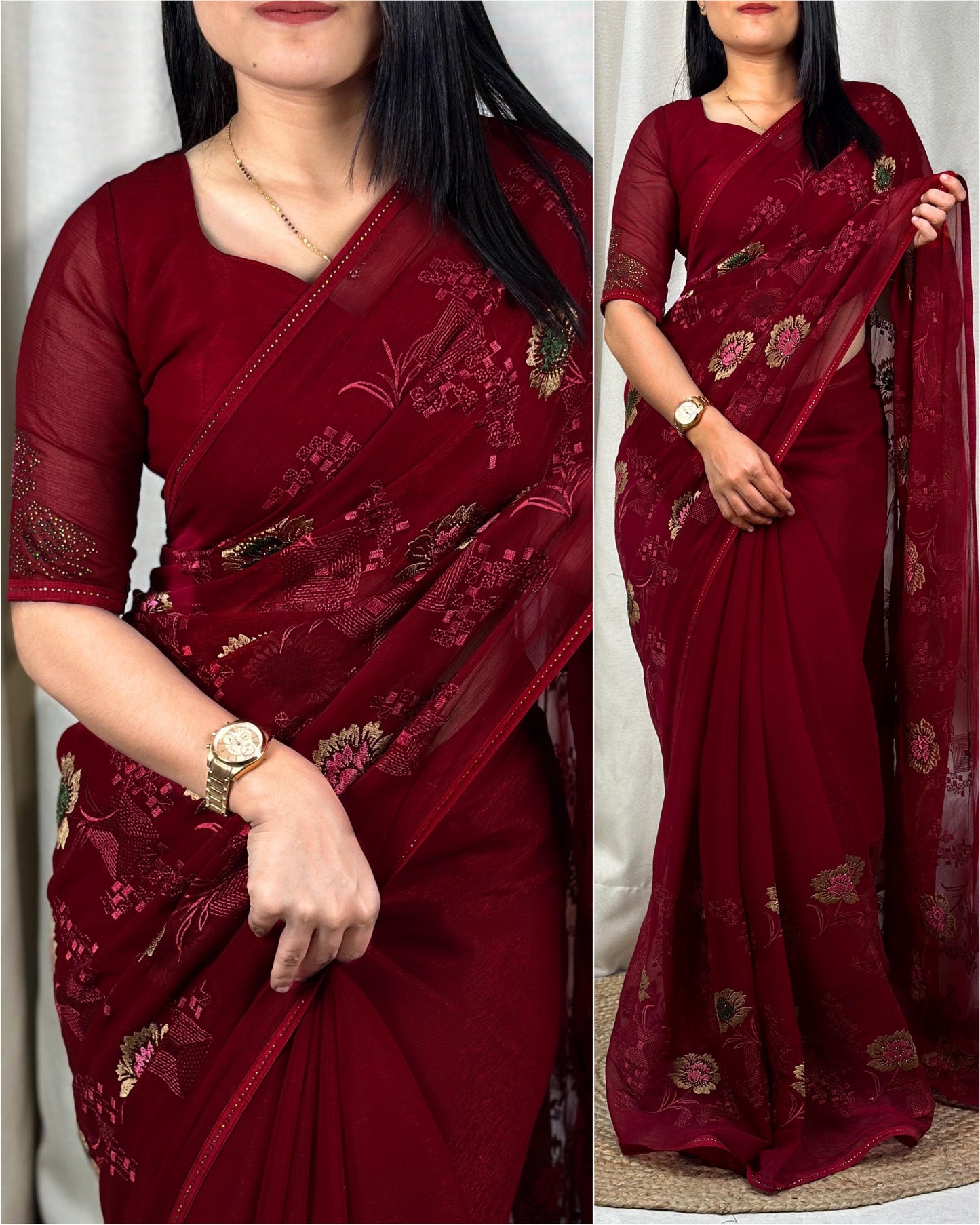 presents zareen Sitara chiffon saree