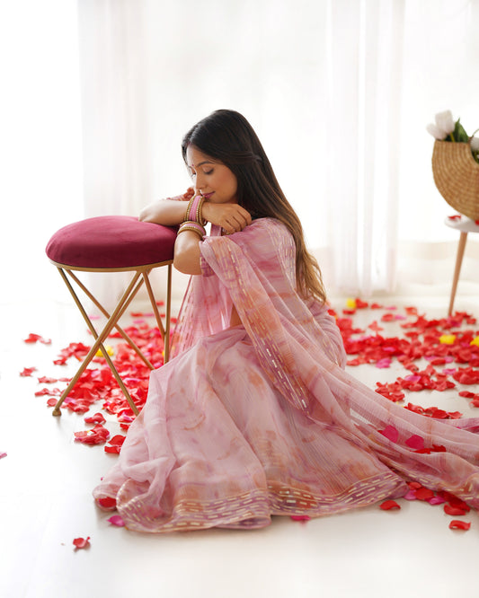 presents pastel colors softest Levender organza sarees