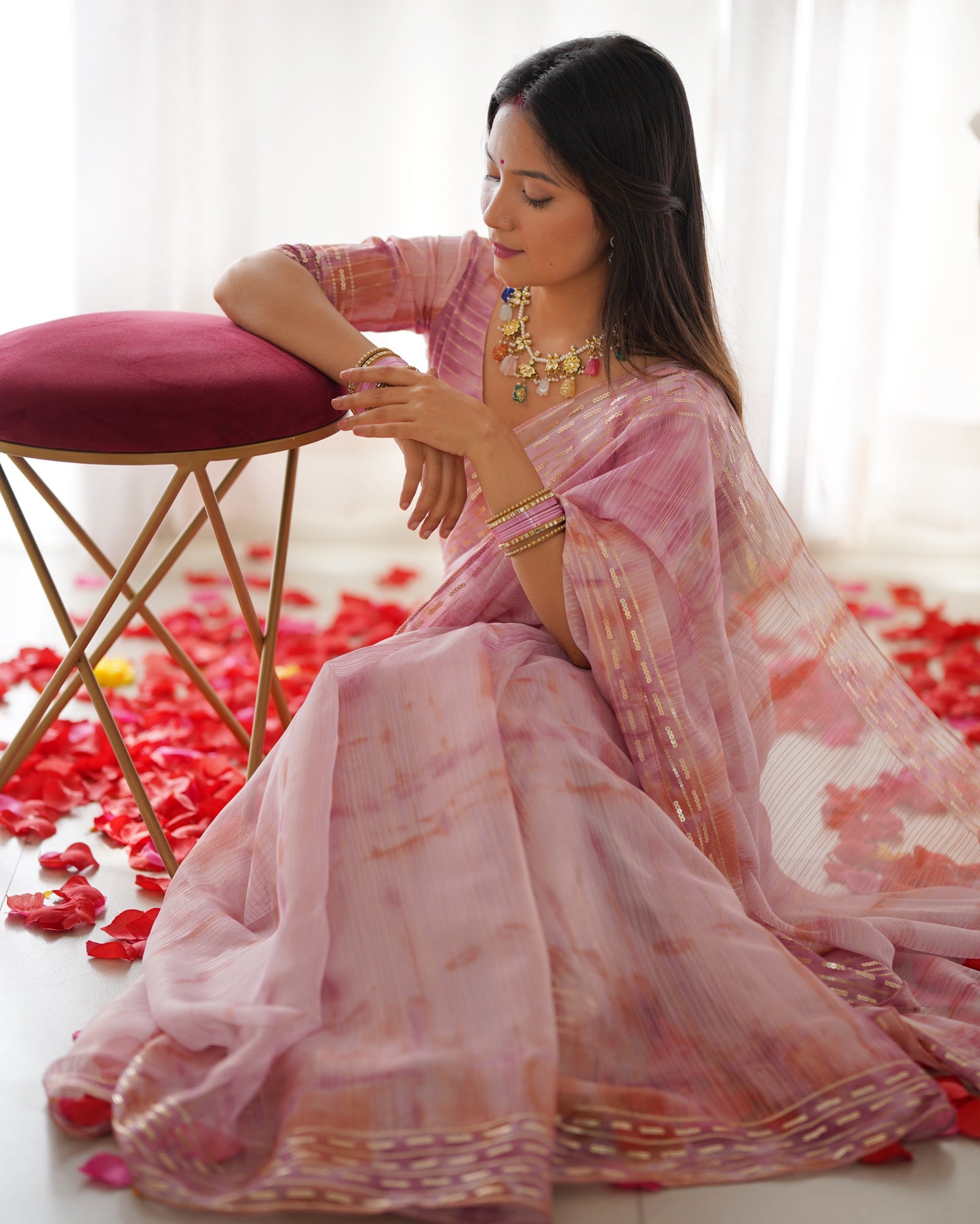 presents pastel colors softest Levender organza sarees