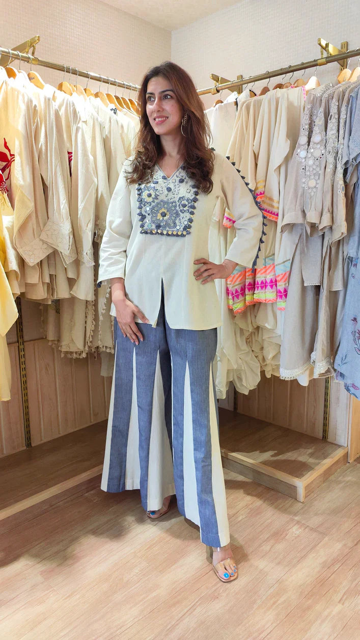 Reet beautifull Denim kali pant cordset for women.