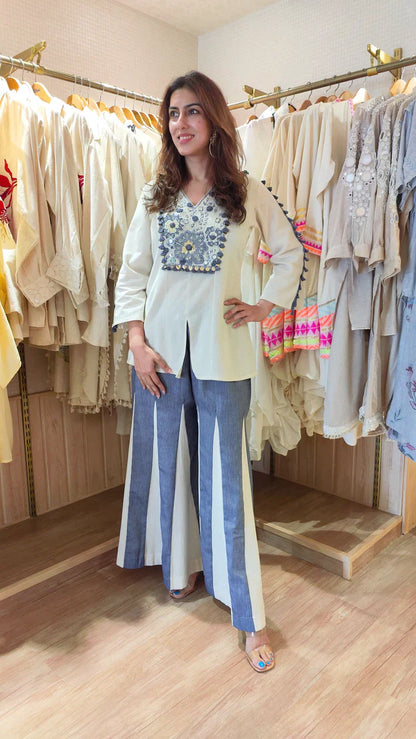 Reet beautifull Denim kali pant cordset for women.