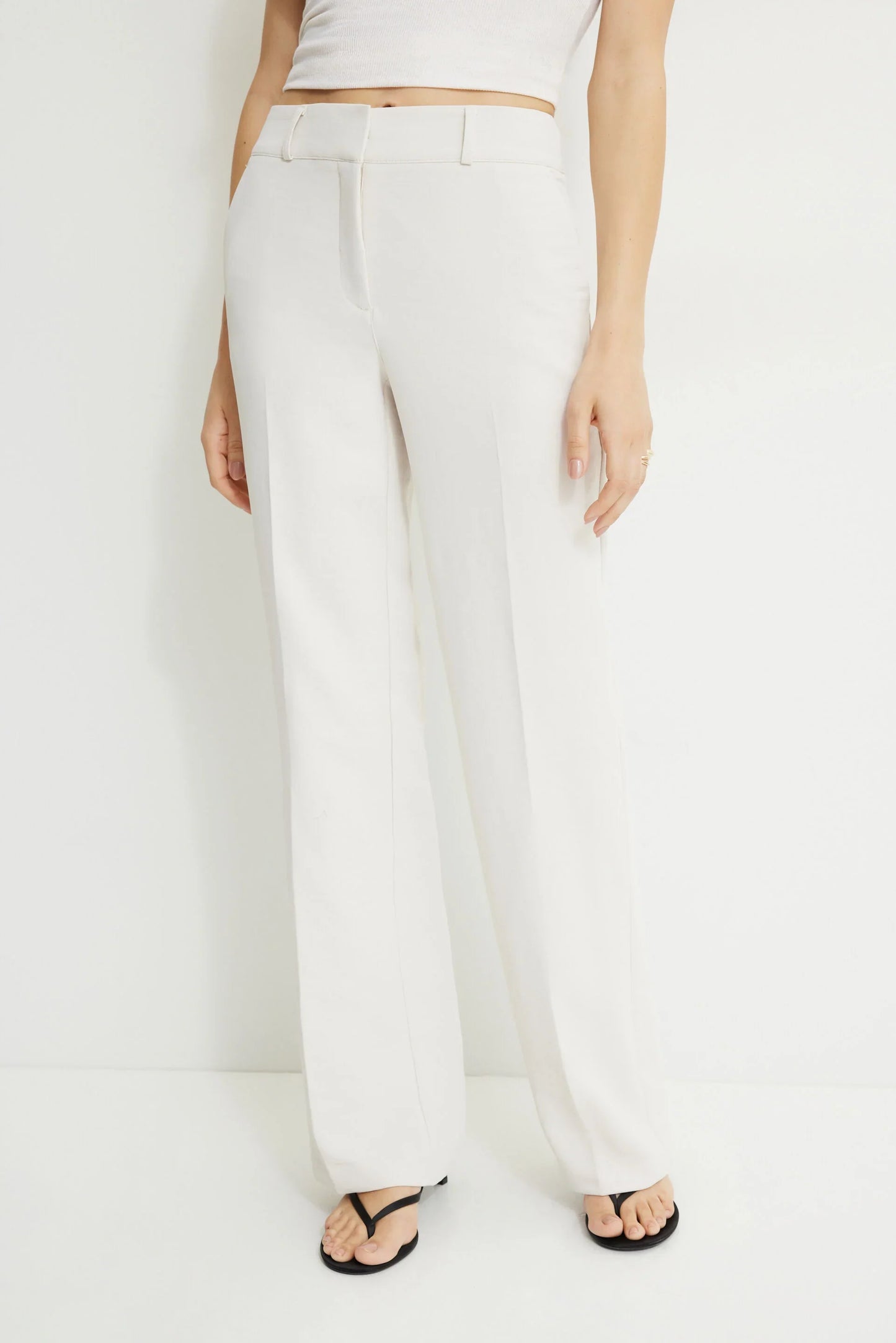 Glossy- Essentials High Waisted Straight Leg Pants- Royal Polyester