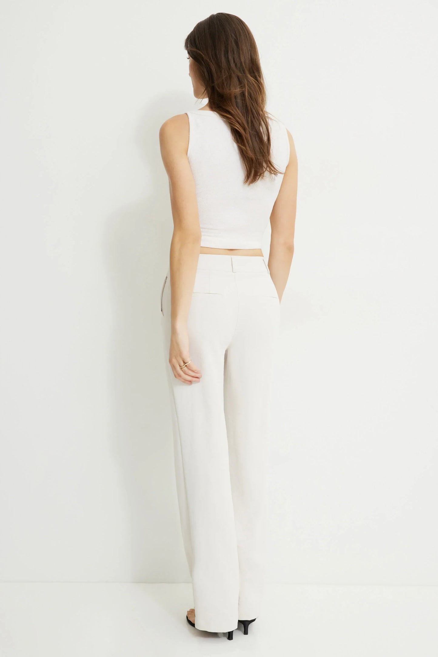 Glossy- Essentials High Waisted Straight Leg Pants- Royal Polyester