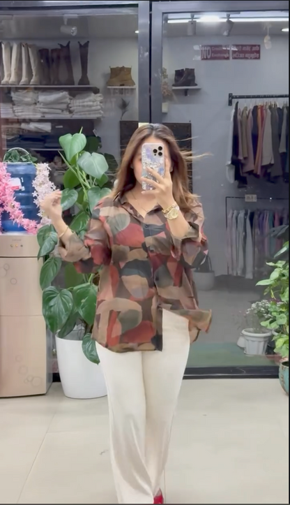geographic print shirts for women