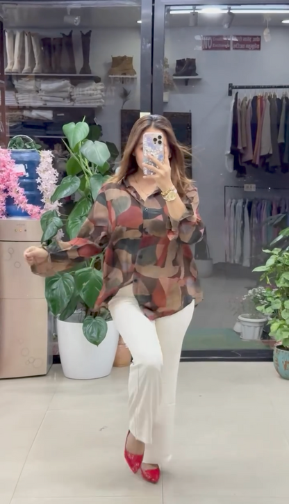 geographic print shirts for women