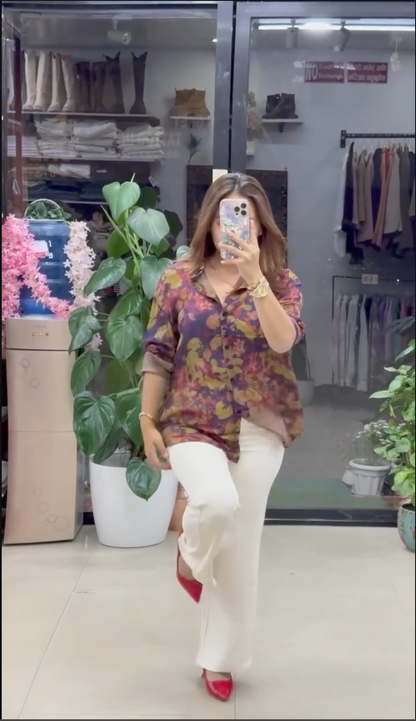 geographic print shirts for women