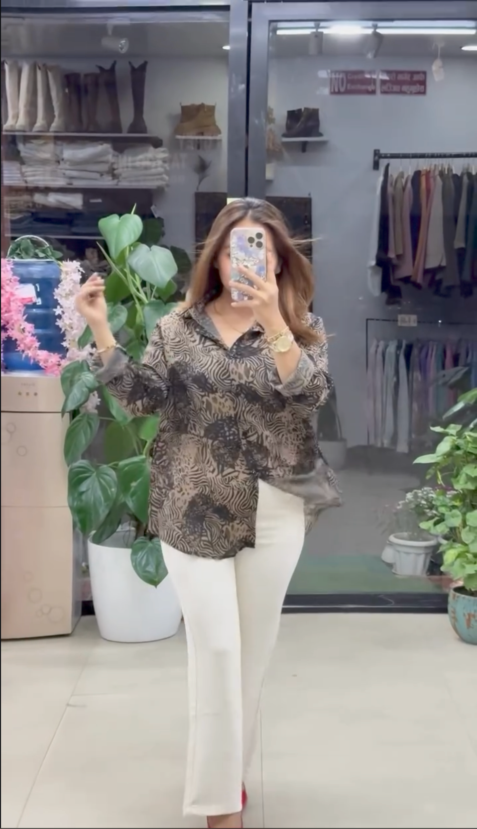 geographic print shirts for women