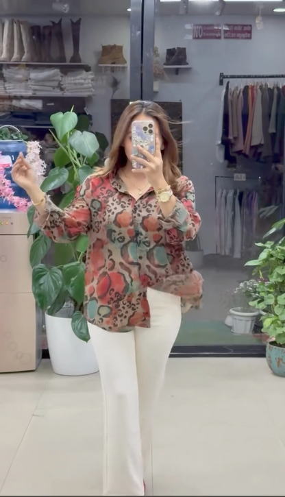 geographic print shirts for women