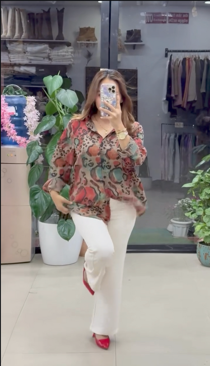 geographic print shirts for women