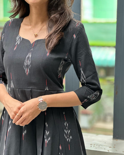 Hirva new rayon slub box pleted maxi dress for women