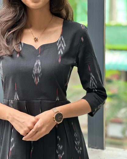 Hirva new rayon slub box pleted maxi dress for women