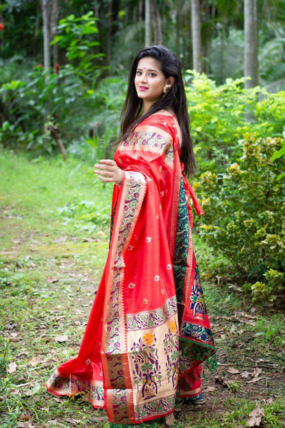 soft banarasi ghicha silk paithani silk saree for women