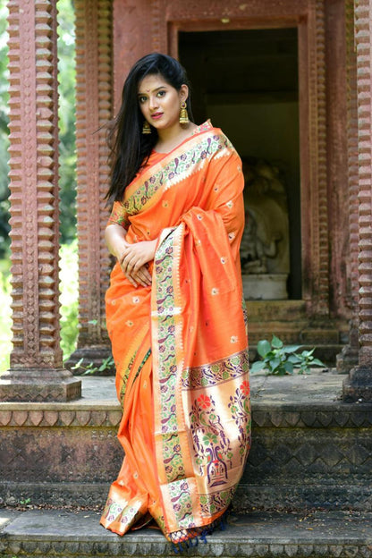 soft banarasi ghicha silk paithani silk saree for women