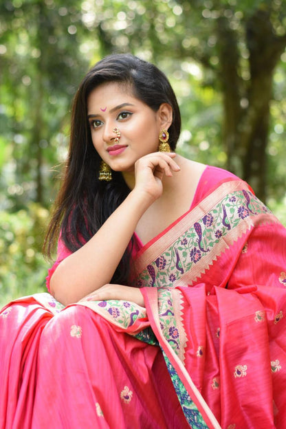 soft banarasi ghicha silk paithani silk saree for women