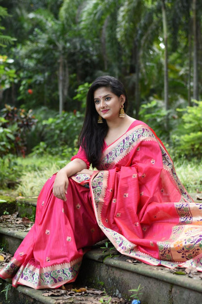 soft banarasi ghicha silk paithani silk saree for women