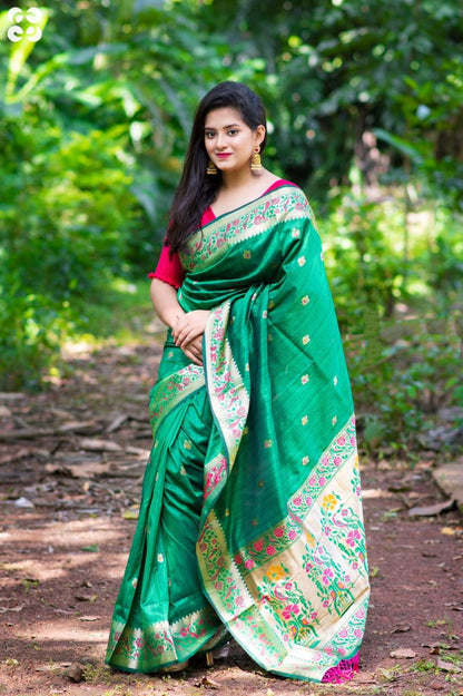 soft banarasi ghicha silk paithani silk saree for women