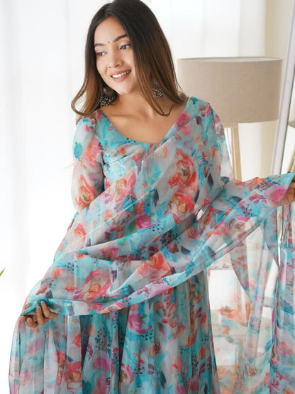 tabby organza silk Anarkali gown for women