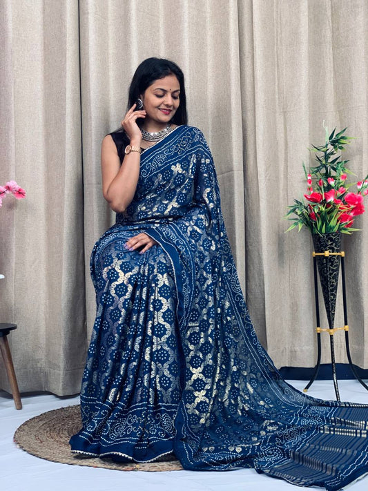 haritag Bandhani saree for women