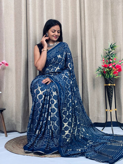 haritag Bandhani saree for women