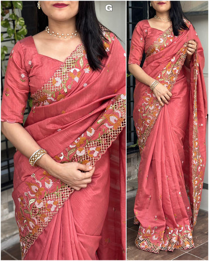 Beautiful Visca Slub Silk Saree For Women