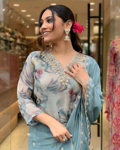 Heavy Orgenza with embroidery suit set for women