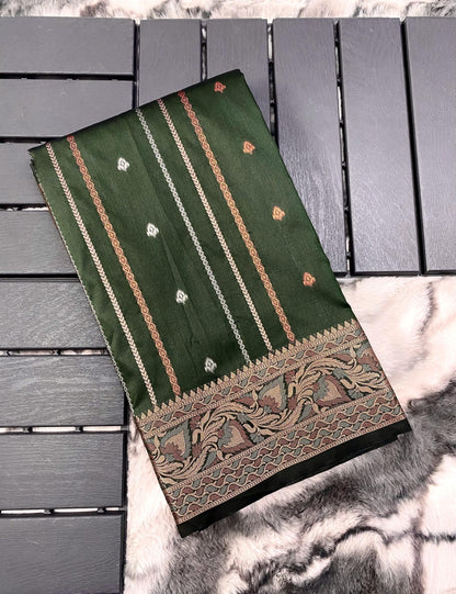 presents SILK SAREES WITH SILVER , COPPER AND ANTIQUE WEAVING