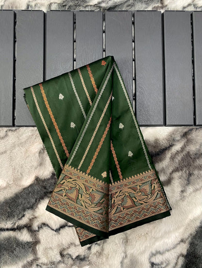 presents SILK SAREES WITH SILVER , COPPER AND ANTIQUE WEAVING