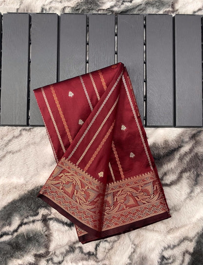 presents SILK SAREES WITH SILVER , COPPER AND ANTIQUE WEAVING