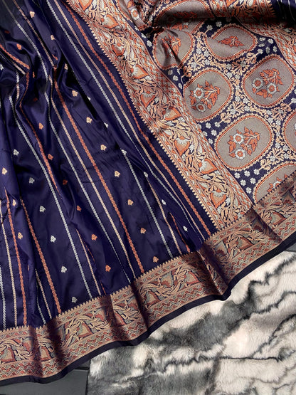 presents SILK SAREES WITH SILVER , COPPER AND ANTIQUE WEAVING