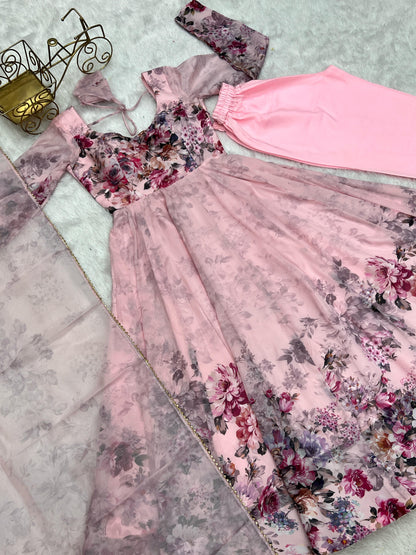 presents heavy pure soft organja silk print gown