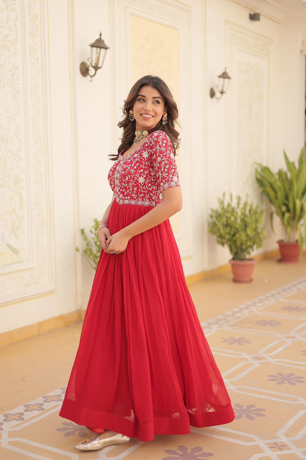 Designer Gown is luxury clothing Considered to be high quality Made by Zari-Thread & Sequins Embroidery. This is Made for Desirable Women's who deserve it