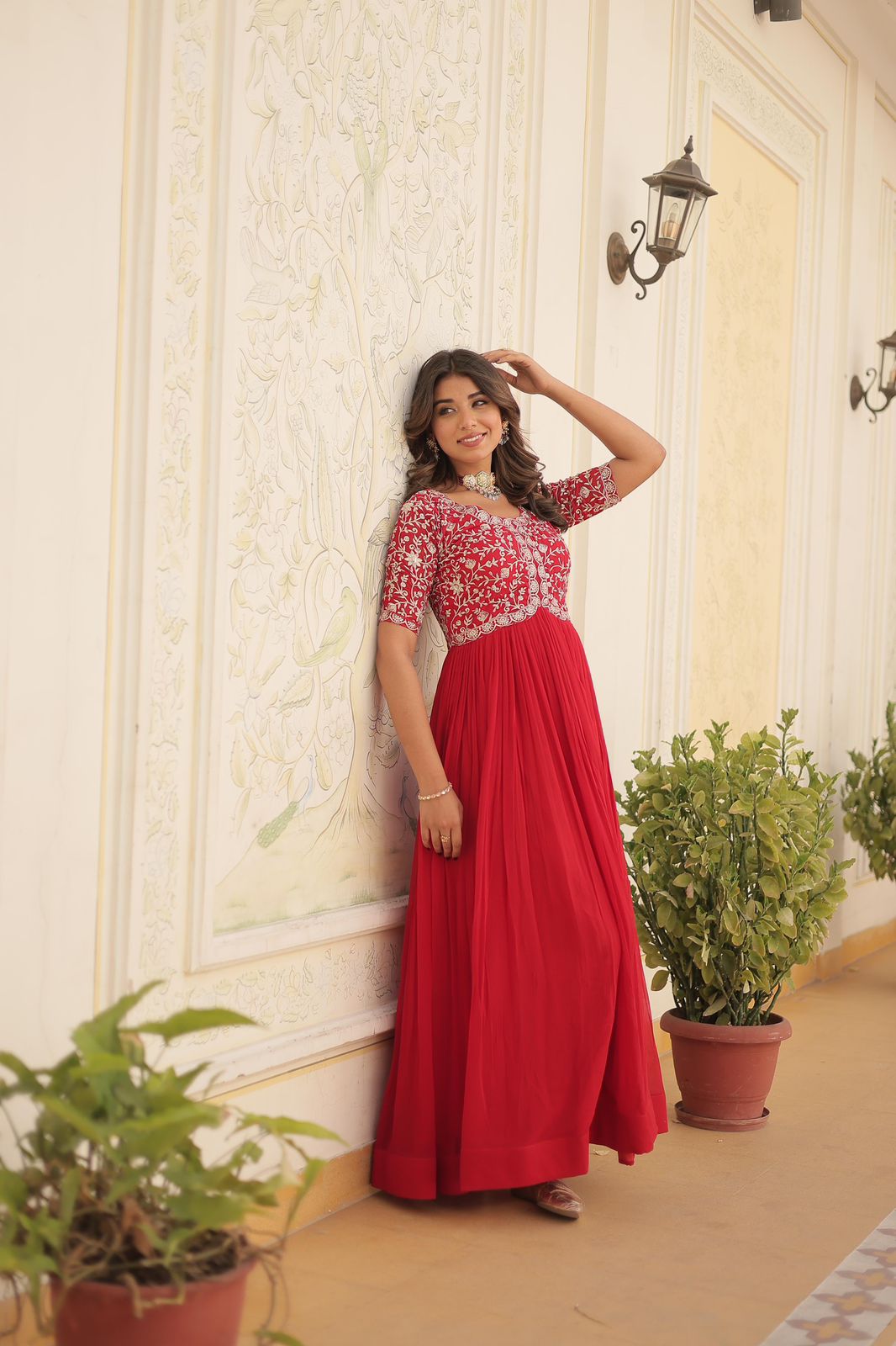 Designer Gown is luxury clothing Considered to be high quality Made by Zari-Thread & Sequins Embroidery. This is Made for Desirable Women's who deserve it